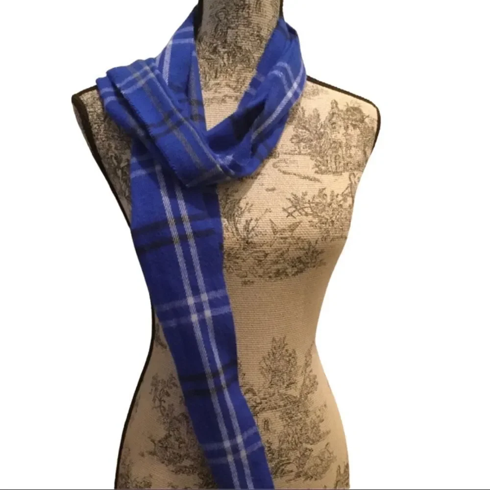 Cejon Made in Italy Plaid Bright Blue Scarf